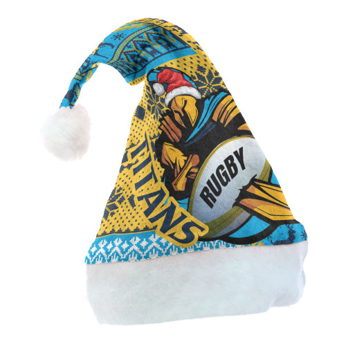 Titans Rugby Christmas Hat - Christmas Snowflakes Titans Mascot Christmas Hat