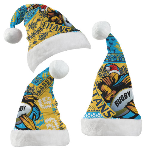 Titans Rugby Christmas Hat - Christmas Snowflakes Titans Mascot Christmas Hat Titans Rugby Christmas Hat - Christmas Snowflakes Titans Mascot Christmas Hat
