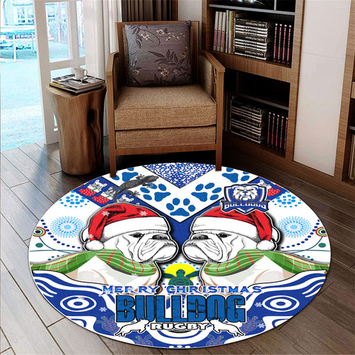Canterbury-Bankstown Christmas Round Rug - Custom Merry Canterbury-Bankstown Christmas Indigenous Round Rug