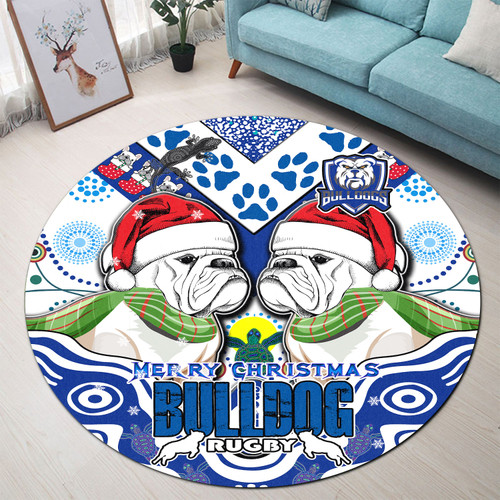 Canterbury-Bankstown Christmas Round Rug - Custom Merry Canterbury-Bankstown Christmas Indigenous Round Rug