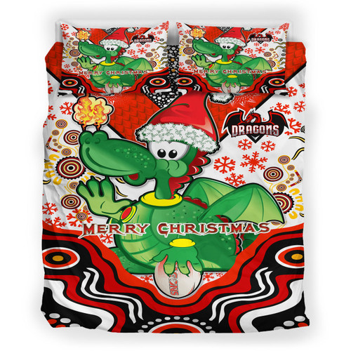 Illawarra and St George Christmas Bedding Set - Custom Merry Christmas green drake Indigenous Bedding Set