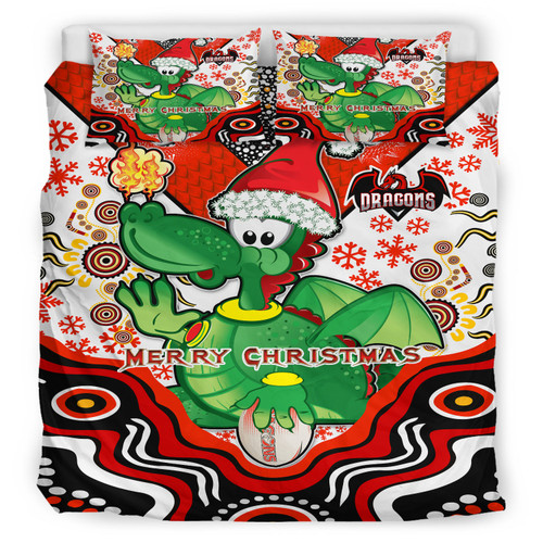Illawarra and St George Christmas Bedding Set - Custom Merry Christmas green drake Indigenous Bedding Set
