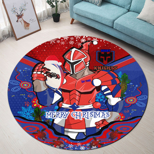 Newcastle Christmas Round Rug - Merry Christmas Newcastle Indigenous Round Rug Newcastle Christmas Round Rug - Merry Christmas Newcastle Indigenous Round Rug