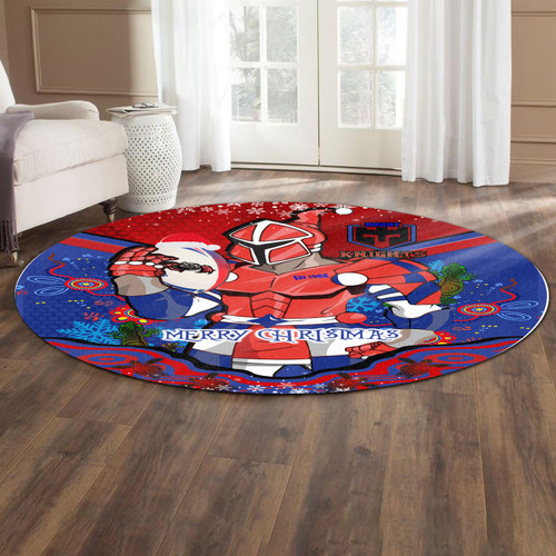 Newcastle Christmas Round Rug - Merry Christmas Newcastle Indigenous Round Rug Newcastle Christmas Round Rug - Merry Christmas Newcastle Indigenous Round Rug