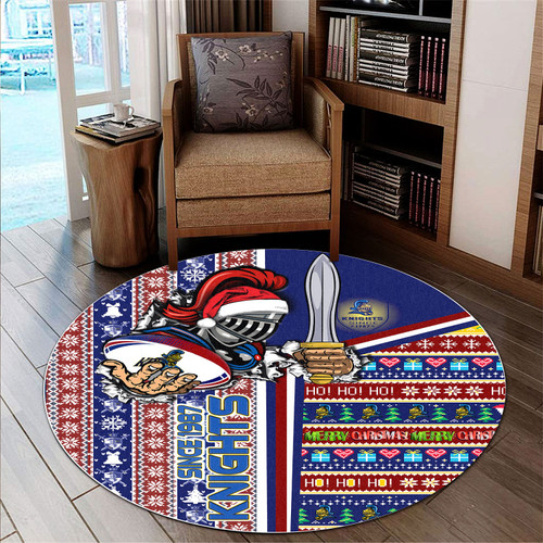 Newcastle Christmas Round Rug - Custom Merry "Novocastrians" Christmas With Snowflakes Ho Ho Ho Scratch Style Newcastle Christmas Round Rug - Custom Merry "Novocastrians" Christmas With Snowflakes Ho Ho Ho Scratch Style