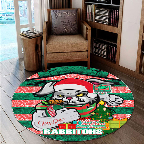 Souths Christmas Custom Round Rug - Merry Christmas Super Souths With Ball And Patterns Souths Christmas Custom Round Rug - Merry Christmas Super Souths With Ball And Patterns