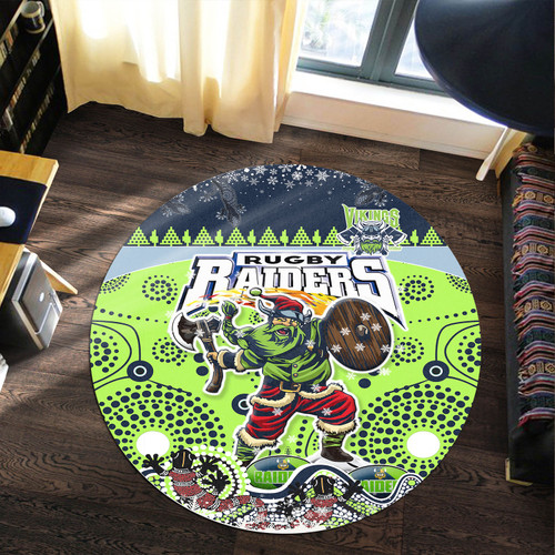 Canberra Christmas Round Rug - Custom Merry Viking Canberra Christmas Indigenous Round Rug Canberra Christmas Round Rug - Custom Merry Viking Canberra Christmas Indigenous Round Rug