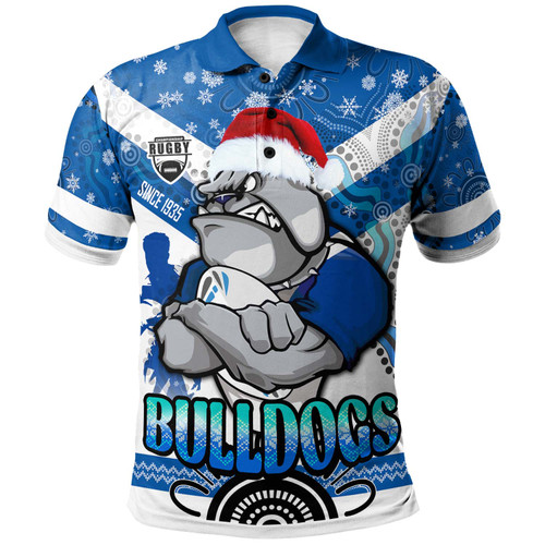 Canterbury-Bankstown Bulldogs Christmas Polo Shirt - Custom Canterbury-Bankstown Bulldogs Aboriginal Inspired Christmas Polo Shirt