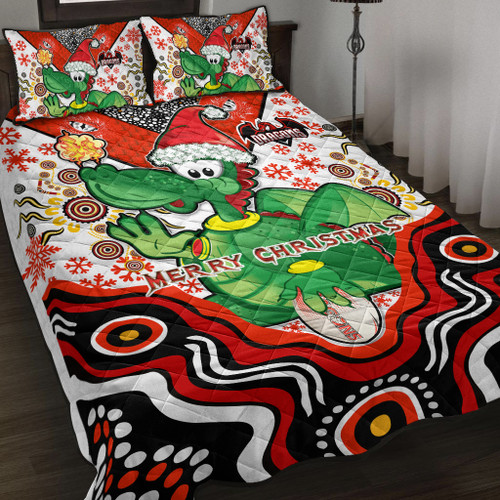 Illawarra and St George Christmas Quilt Bed Set - Custom Christmas Green Illawarra and St George Indigenous