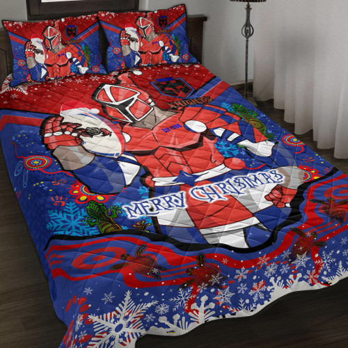 Newcastle Christmas Quilt Bed Set - Custom Merry Christmas Newcastle Indigenous Inspired