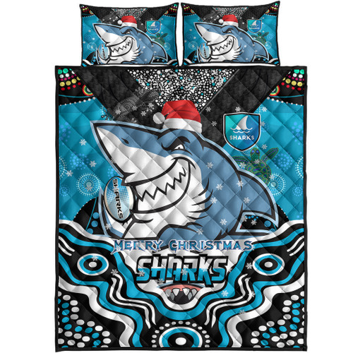 Cronulla Christmas Quilt Bed Set - Custom Christmas Super Cronulla Indigenous Cronulla Christmas Quilt Bed Set - Custom Christmas Super Cronulla Indigenous