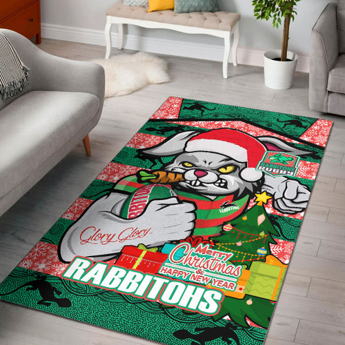 Souths Christmas Area Rug - Custom Merry Christmas Super Souths With Ball And Patterns