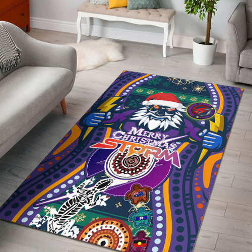 Melbourne Christmas Area Rug - Custom Merry Christmas Indigenous Melbourne Rug