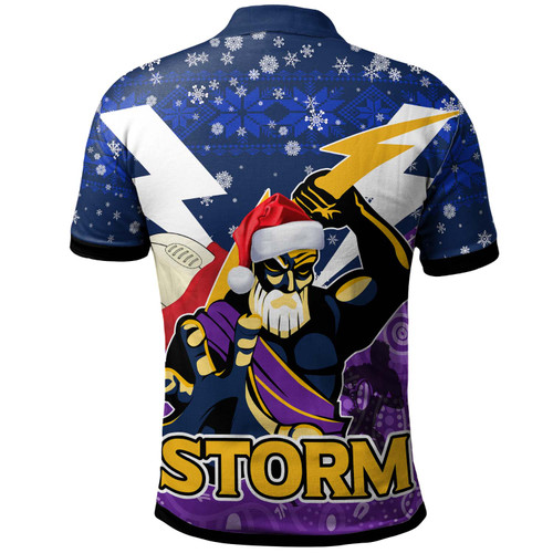 Melbourne Storm Christmas Custom Polo Shirt - Melbourne Storm Thunder Man With Aboriginal Inspired Dot Painting Christmas Polo Shirt Melbourne Storm Christmas Custom Polo Shirt - Melbourne Storm Thunder Man With Aboriginal Inspired Dot Painting Christmas Polo Shirt
