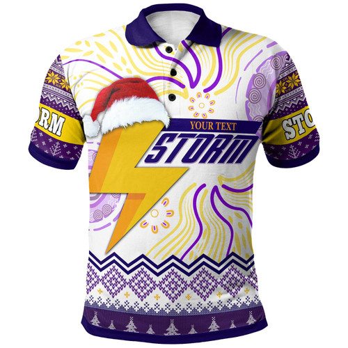 Melbourne Storm Christmas Polo Shirt - Custom Melbourne Storm Christmas And Aboriginal Patterns Polo Shirt