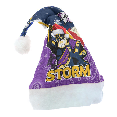 Melbourne Storm Christmas Hat - Melbourne Storm Thunder Man With Aboriginal Inspired Dot Painting Christmas Hat