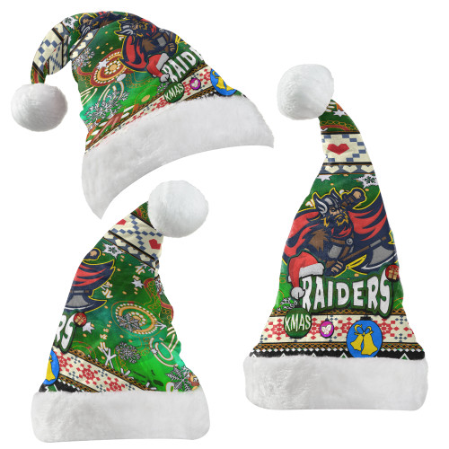 Canberra Raiders Christmas Hat - Xmas Raider Christmas Balls, Snowflake With Aboriginal Patterns Hat Canberra Raiders Christmas Hat - Xmas Raider Christmas Balls, Snowflake With Aboriginal Patterns Hat