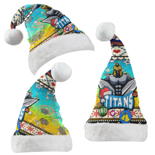 TiTans Rugby Christmas Hat - Xmas TiTans Christmas Balls, Snowflake With Aboriginal Patterns Hat TiTans Rugby Christmas Hat - Xmas TiTans Christmas Balls, Snowflake With Aboriginal Patterns Hat