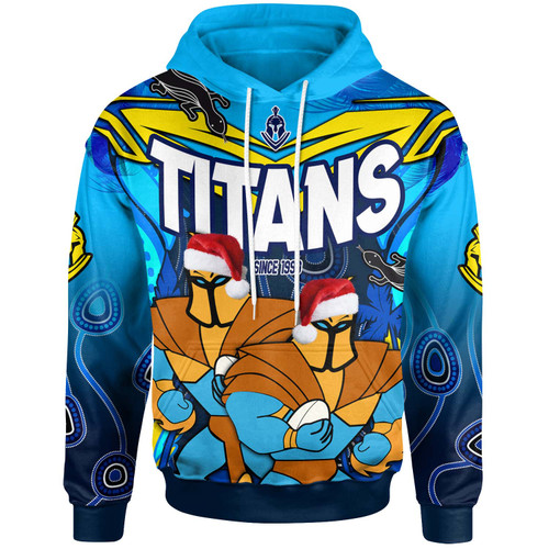 Gold Coast Titans Christmas Custom Hoodie - Gold Coast Titans Aboriginal Inspired Summer Vibes Christmas Hoodie