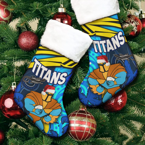 Titans Rugby Christmas Stocking - Titans Aboriginal Inspired Summer Vibes Christmas Stocking Titans Rugby Christmas Stocking - Titans Aboriginal Inspired Summer Vibes Christmas Stocking