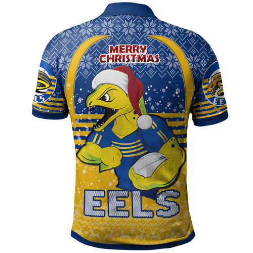 Parramatta Eels Christmas Polo Shirt - Custom Parramatta Eels Merry Christmas With Snowflake Pattern Polo Shirt Parramatta Eels Christmas Polo Shirt - Custom Parramatta Eels Merry Christmas With Snowflake Pattern Polo Shirt