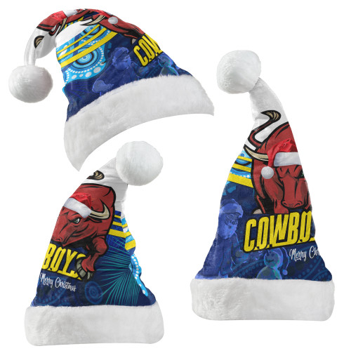 North Queensland Cowboys Christmas Hat - Cowboys Merry Christmas Summer Vibes Aboriginal Inspired Hat North Queensland Cowboys Christmas Hat - Cowboys Merry Christmas Summer Vibes Aboriginal Inspired Hat