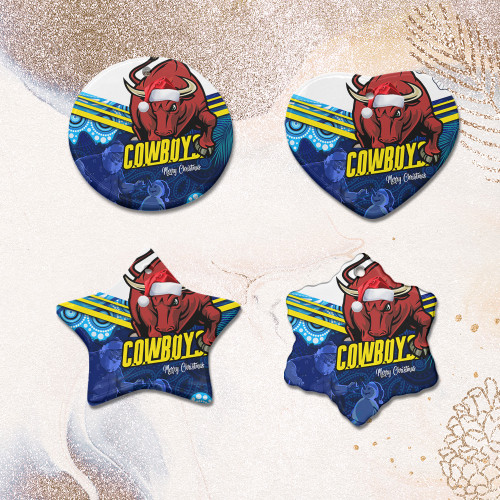 North Queensland Cowboys Christmas Ornaments - Cowboys Merry Christmas Summer Vibes Aboriginal Inspired Ornaments