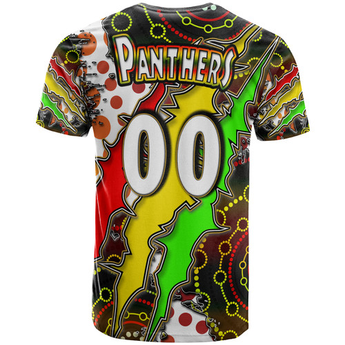 Penrith Panthers T- Shirt - Custom Penrith Panthers Grand Final Aboriginal Art Personalised Player And Number T- Shirt