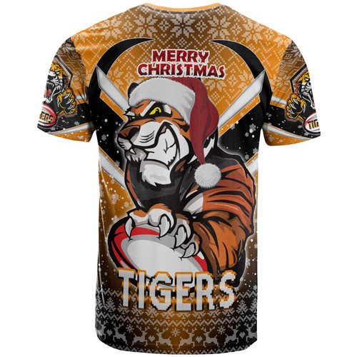 Wests Tigers Christmas T-shirt - Custom Wests Tigers Merry Christmas With Snowflake Pattern T-shirt Wests Tigers Christmas T-shirt - Custom Wests Tigers Merry Christmas With Snowflake Pattern T-shirt
