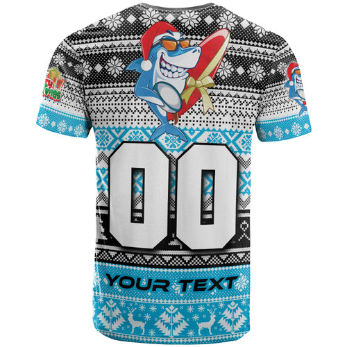 Cronulla-Sutherland Sharks T-shirt - Custom Cronulla-Sutherland Sharks Mascot Knitted Christmas Patterns T-shirt Cronulla-Sutherland Sharks T-shirt - Custom Cronulla-Sutherland Sharks Mascot Knitted Christmas Patterns T-shirt