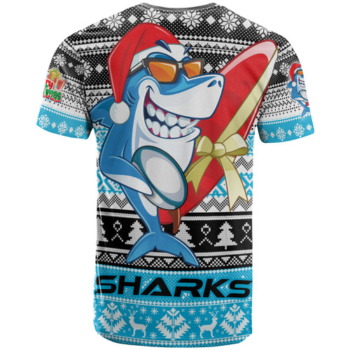 Cronulla-Sutherland Sharks T-shirt - Custom Cronulla-Sutherland Sharks Mascot Knitted Christmas Patterns T-shirt Cronulla-Sutherland Sharks T-shirt - Custom Cronulla-Sutherland Sharks Mascot Knitted Christmas Patterns T-shirt