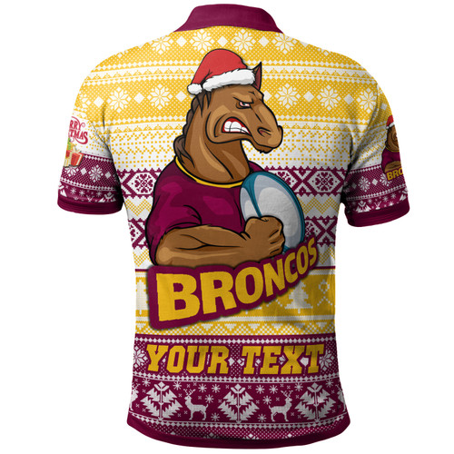 Brisbane Broncos Polo Shirt - Custom Brisbane Broncos Mascot Knitted Christmas Patterns Polo Shirt Brisbane Broncos Polo Shirt - Custom Brisbane Broncos Mascot Knitted Christmas Patterns Polo Shirt