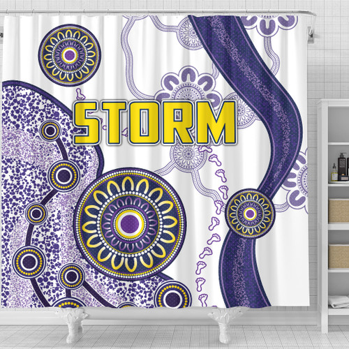 Melbourne Storm Aboriginal Shower Curtain - Super Melbourne Storm Aboriginal Inspired