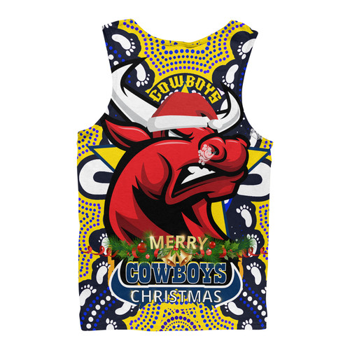 North Queensland Christmas Men Tank Top - Merry Christmas North Queensland With Dot Art Painting Footprints North Queensland Christmas Men Tank Top - Merry Christmas North Queensland With Dot Art Painting Footprints