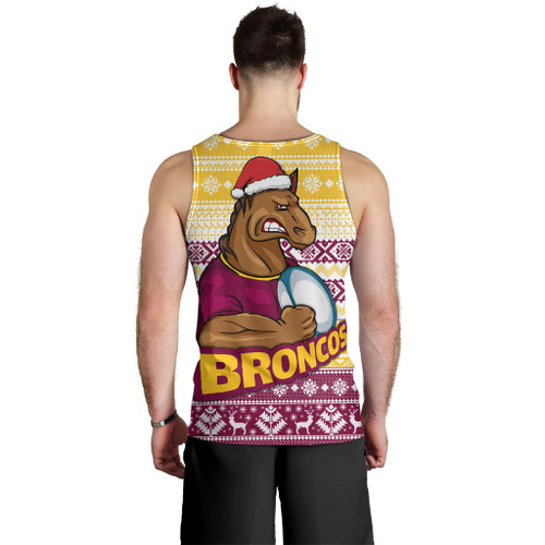 Brisbane Broncos Men Tank Top - Brisbane Broncos Mascot Knitted Christmas Patterns Men Tank Top Brisbane Broncos Men Tank Top - Brisbane Broncos Mascot Knitted Christmas Patterns Men Tank Top