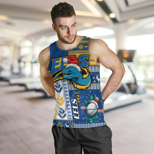 Parramatta Eels Men Tank Top - Christmas Snowflakes Parramatta Eels Mascot Men Tank Top Parramatta Eels Men Tank Top - Christmas Snowflakes Parramatta Eels Mascot Men Tank Top