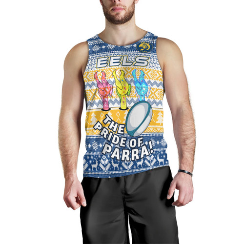 Parramatta Eels Men Tank Top - Parramatta Eels Mascot Knitted Christmas Patterns Men Tank Top