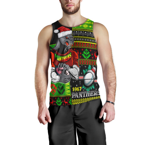 Penrith Panthers Men Tank Top - Christmas Snowflakes Penrith Panthers Mascot Men Tank Top Penrith Panthers Men Tank Top - Christmas Snowflakes Penrith Panthers Mascot Men Tank Top