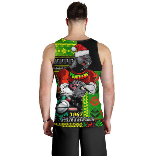 Penrith Panthers Men Tank Top - Christmas Snowflakes Penrith Panthers Mascot Men Tank Top Penrith Panthers Men Tank Top - Christmas Snowflakes Penrith Panthers Mascot Men Tank Top