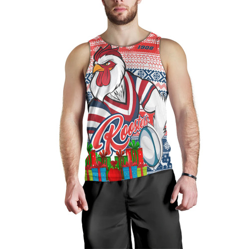 Sydney Roosters Men Tank Top - Sydney Roosters Mascot Knitted Christmas Patterns Men Tank Top