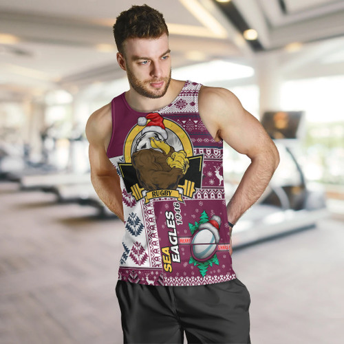 Manly Warringah Sea Eagles Men Tank Top - Christmas Snowflakes Manly Warringah Sea Eagles Mascot Men Tank Top