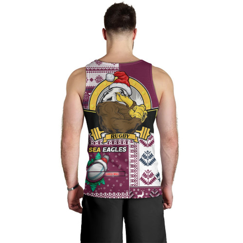 Manly Warringah Sea Eagles Men Tank Top - Christmas Snowflakes Manly Warringah Sea Eagles Mascot Men Tank Top