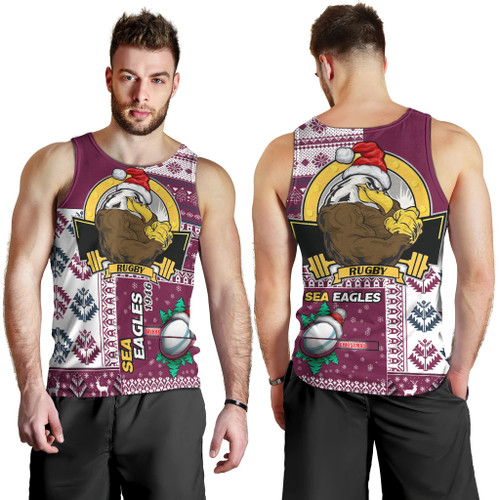 Manly Warringah Sea Eagles Men Tank Top - Christmas Snowflakes Manly Warringah Sea Eagles Mascot Men Tank Top