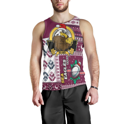 Manly Warringah Sea Eagles Men Tank Top - Christmas Snowflakes Manly Warringah Sea Eagles Mascot Men Tank Top