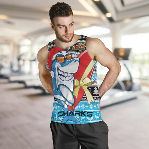 Cronulla-Sutherland Sharks Men Tank Top - Cronulla-Sutherland Sharks Mascot Knitted Christmas Patterns Men Tank Top Cronulla-Sutherland Sharks Men Tank Top - Cronulla-Sutherland Sharks Mascot Knitted Christmas Patterns Men Tank Top