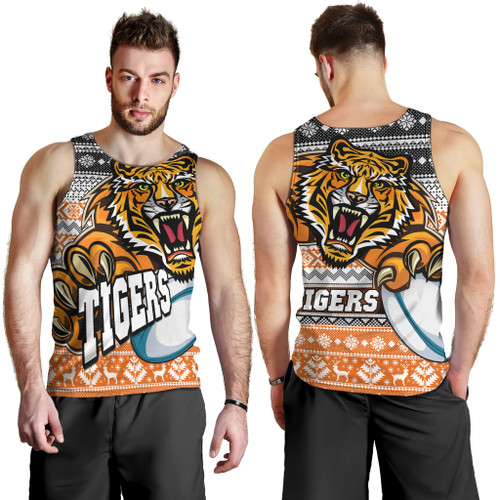 Wests Tigers Men Tank Top - Wests Tigers Mascot Knitted Christmas Pattern Men Tank Top Wests Tigers Men Tank Top - Wests Tigers Mascot Knitted Christmas Pattern Men Tank Top