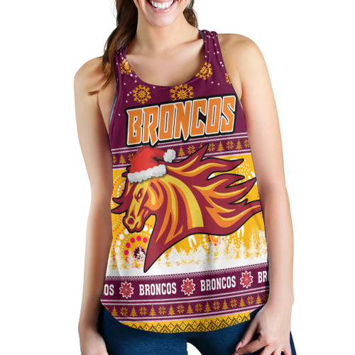 Brisbane Broncos Women Racerback Tank - Brisbane Broncos Ugly Christmas And Aboriginal Patterns Women Racerback Tank Brisbane Broncos Women Racerback Tank - Brisbane Broncos Ugly Christmas And Aboriginal Patterns Women Racerback Tank