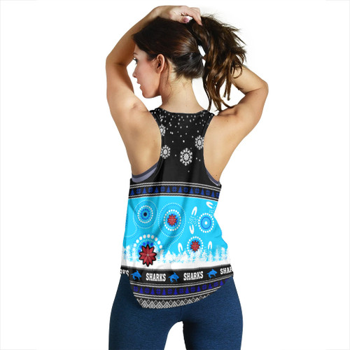 Cronulla-Sutherland Sharks Women Racerback Tank - Cronulla-Sutherland Sharks Ugly Christmas And Aboriginal Patterns Women Racerback Tank Cronulla-Sutherland Sharks Women Racerback Tank - Cronulla-Sutherland Sharks Ugly Christmas And Aboriginal Patterns Women Racerback Tank