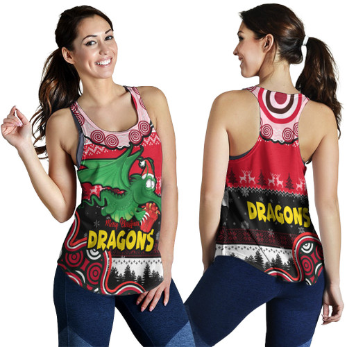 Australia St.George Women Racerback Tank - Dragon Aboriginal Inspried Xmas Women Racerback Tank
