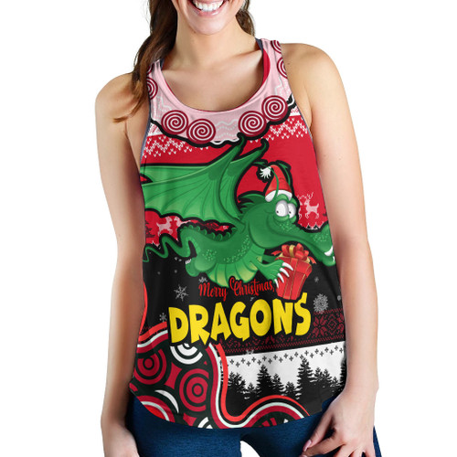 Australia St.George Women Racerback Tank - Dragon Aboriginal Inspried Xmas Women Racerback Tank